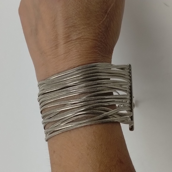 Silverstone Cuff Bracelet Multi row style adjustable - Picture 1 of 10